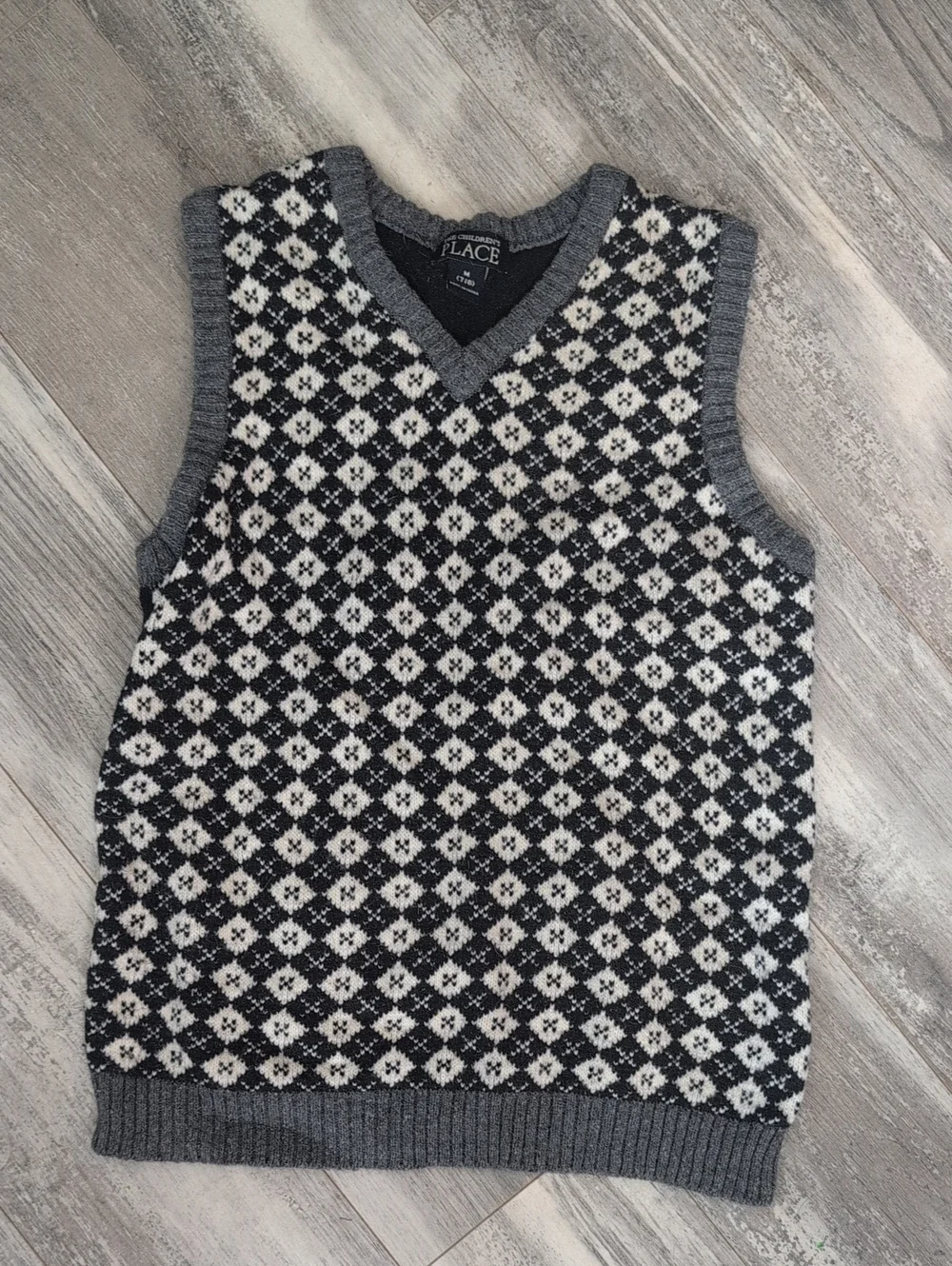 The Children's Place Gray & White V-Neck Sweater Vest